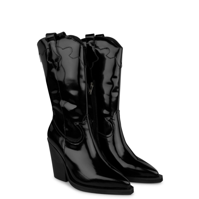 Bottes à Talons Alma En Pena Cowboy Cuir Boot Bleu Marine Femme | TQQ-88749611